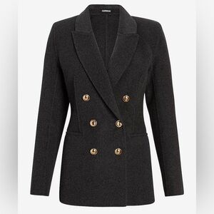 New Express Women Hand Sewn Wool Blend Double Breasted Novelty Button Blazer XS